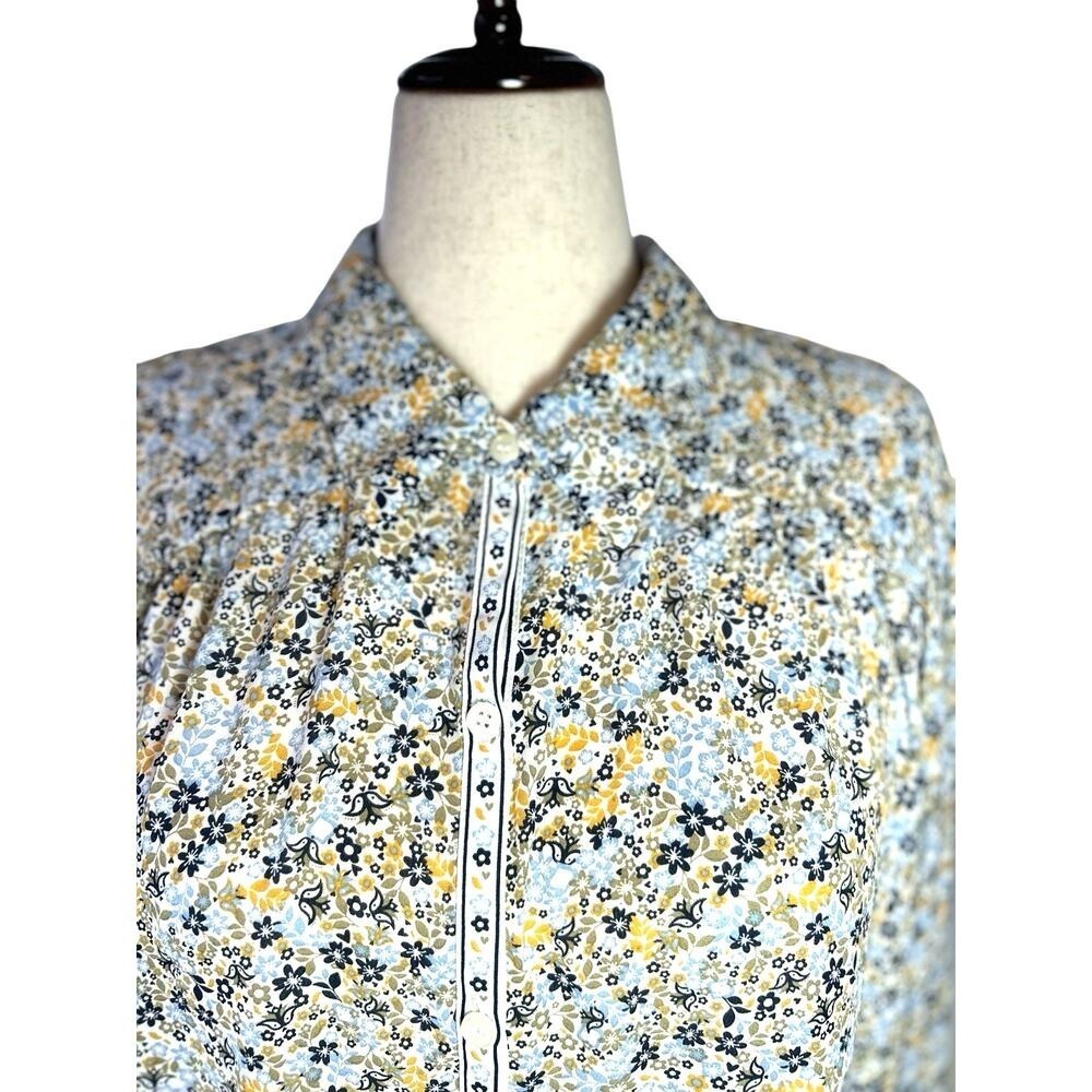 Max Studio Womens Floral Button Tunic Blouse Top Lightweight Size 3X Peasant